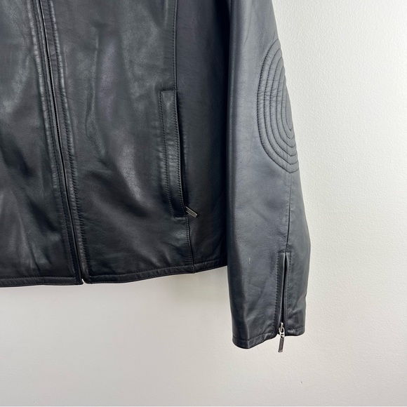 Danier Authentic Black Zip Up Genuine Leather Moto Biker Jacket Women - Picture 12 of 16